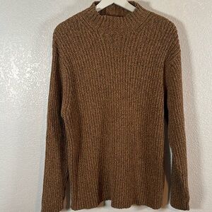 St. John’s Bay Brown Tones Mock Neck Ribbed Cotton Sweater Size Large Tall